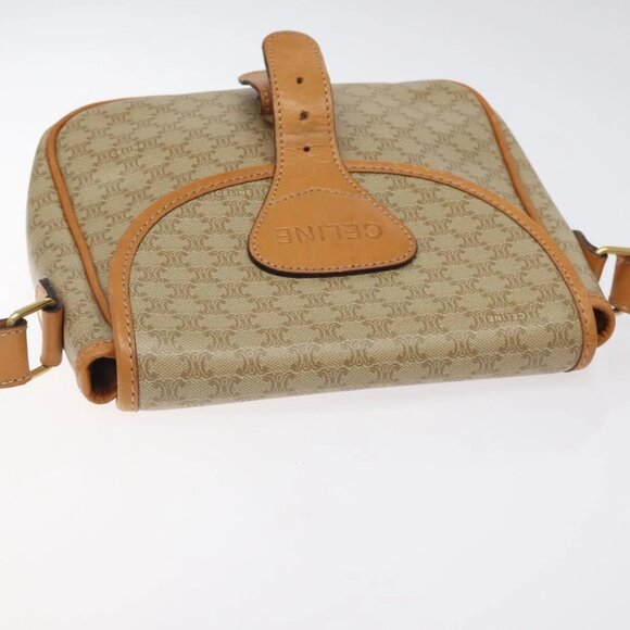 CELINE Macadam Canvas Shoulder Bag Beige Gold Auth - Picture 11 of 16